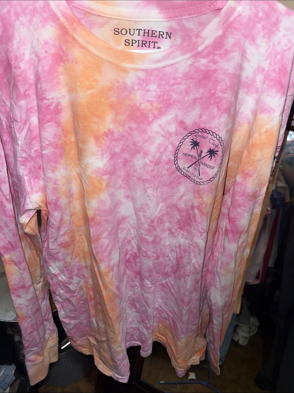 Southern Spirit Kids' Pink & Orange Tie-Dye Long Sleeve Tee